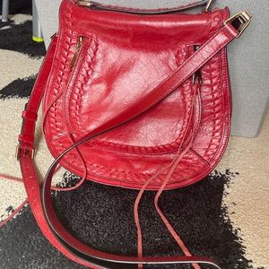 Rebecca Minkoff crossbody “vanity saddle” bag ~ red leather + GREAT condition